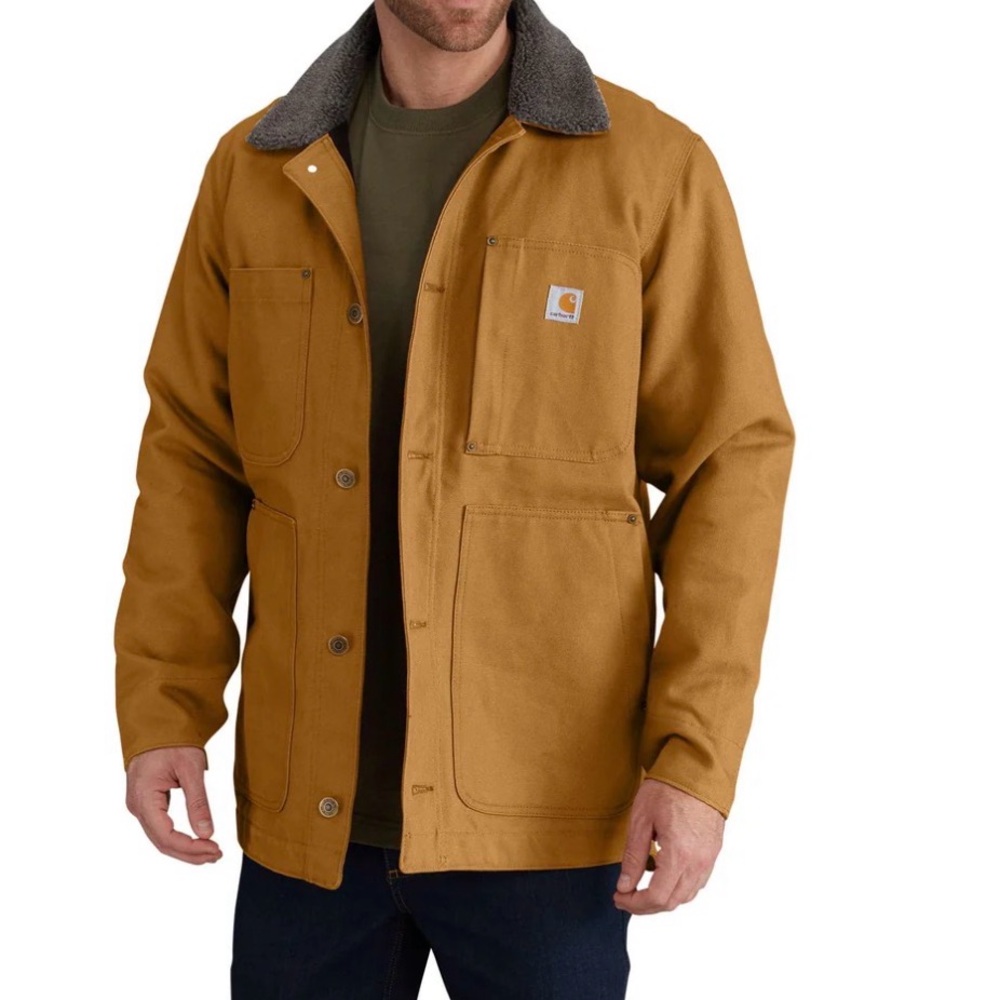 Carhartt Men’s Brown Full swing Chore Coat with Sherpa Collar size M